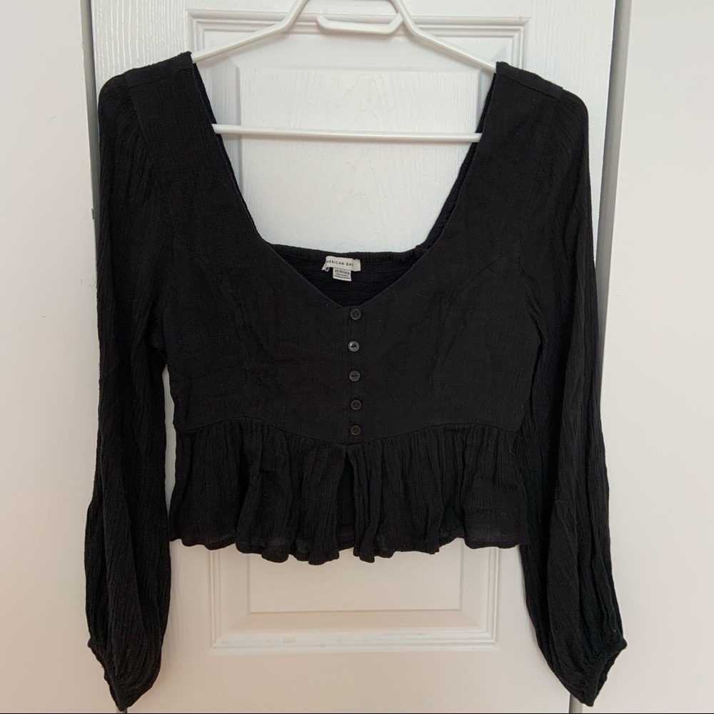 AE low-cut flowy blouse with buttons